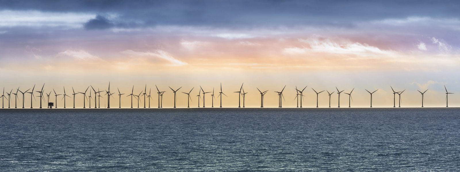 Panorama of offshore wind turbines